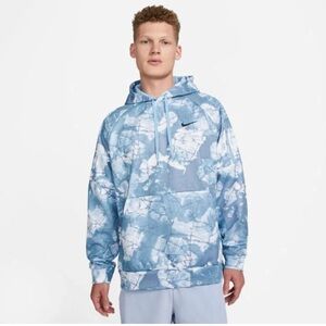 Nike Therma-FIT Pullover Fitness Hoodie, blue grey white